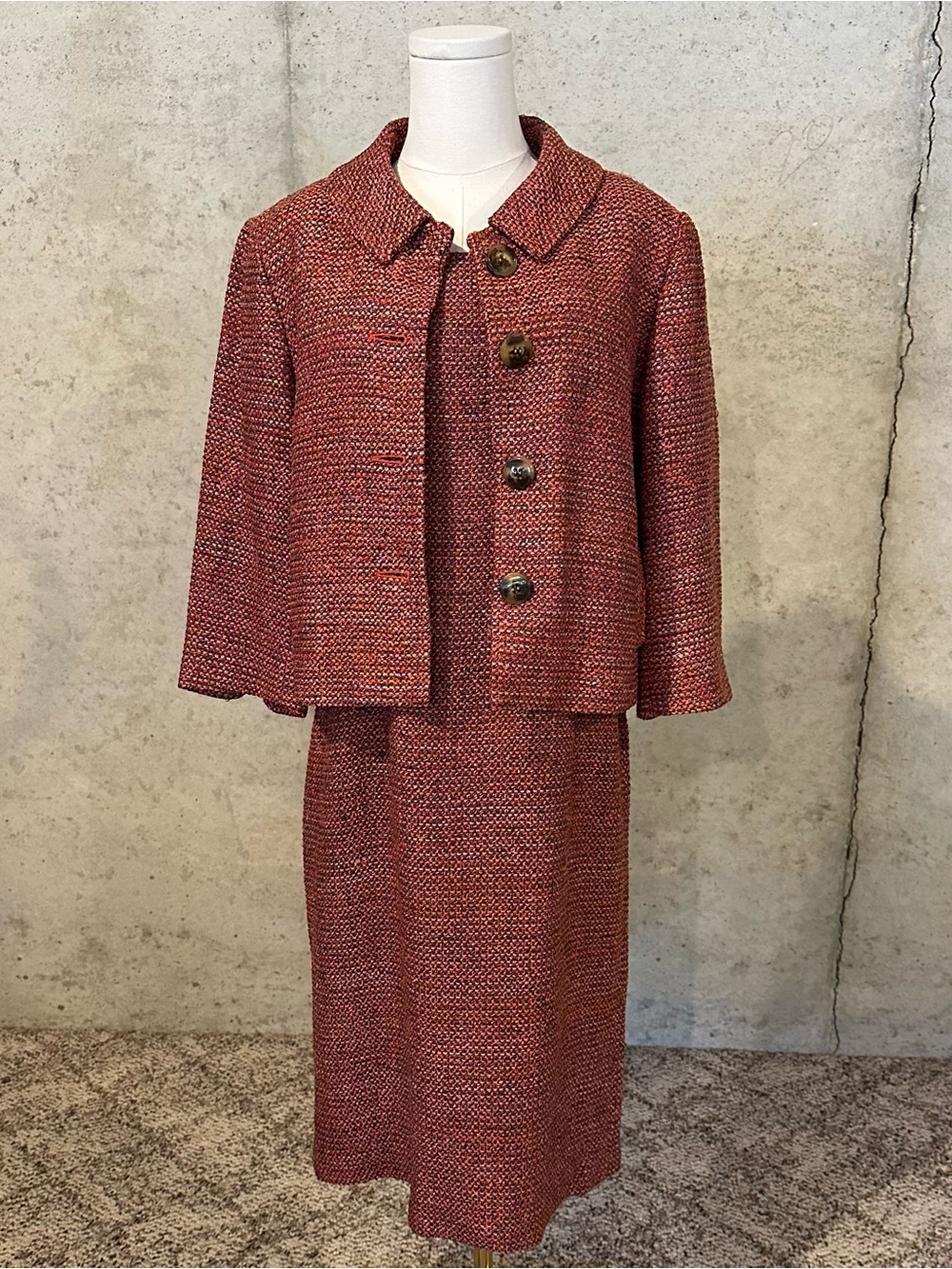 Vintage Talbots Silk Blend Skirt Suit Set | Tweed Jacket & Dress Quiet Luxury
